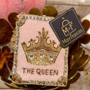 Mary Frances Pink and Gold Crown Beaded Key Fob Coin Purse